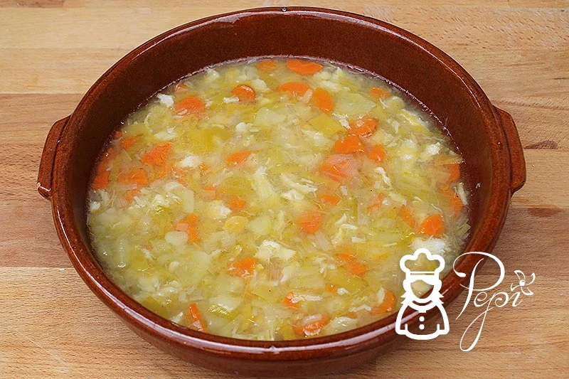 Porrusalda con bacalao